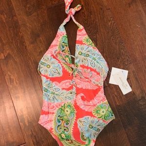 Coral paisley one piece